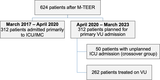 Valve unit instead of intensive or intermediate care unit admission following transcatheter edge-to-edge mitral valve repair is safe and reduces postprocedural complications.