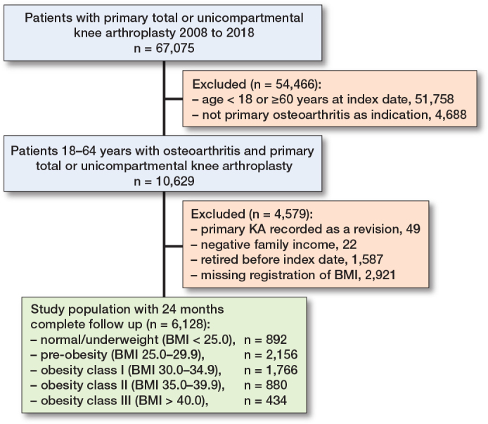 Association between body mass index and return to work following primary knee arthroplasty: a population-based cohort study on 6,128 patients from Danish national registers.