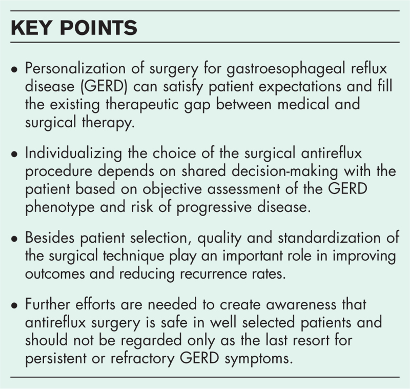 Individualizing the choice of surgical therapy for gastroesophageal reflux disease.