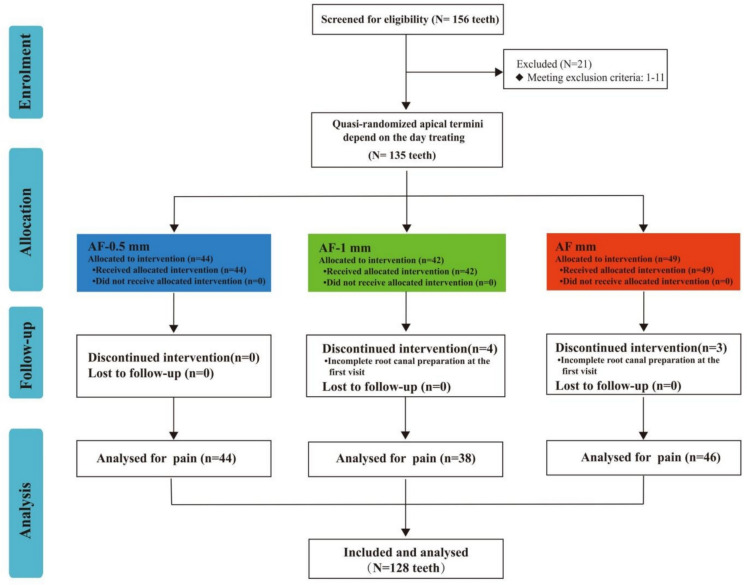 The effect of three different apical termini on postoperative pain in teeth with irreversible pulpitis: a prospective clinical study.