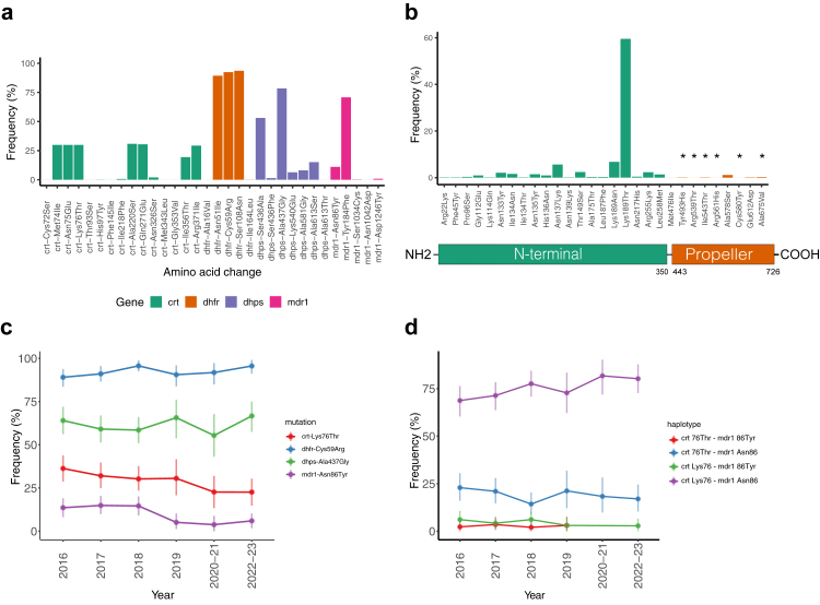 Assessment of ex vivo antimalarial drug efficacy in African Plasmodium falciparum parasite isolates, 2016-2023: a genotype-phenotype association study.