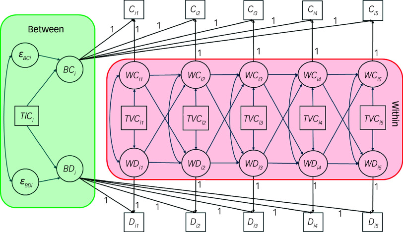 Bidirectional relationships between cognition and depressive symptoms and effects of sociodemographic and lifestyle factors: random-intercept, cross-lagged panel model.