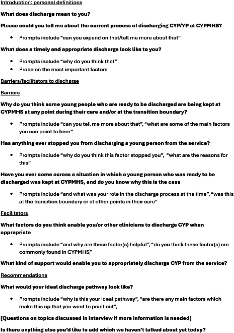 Exploring the barriers and facilitators of discharging children and young people from child and adolescent mental health services.