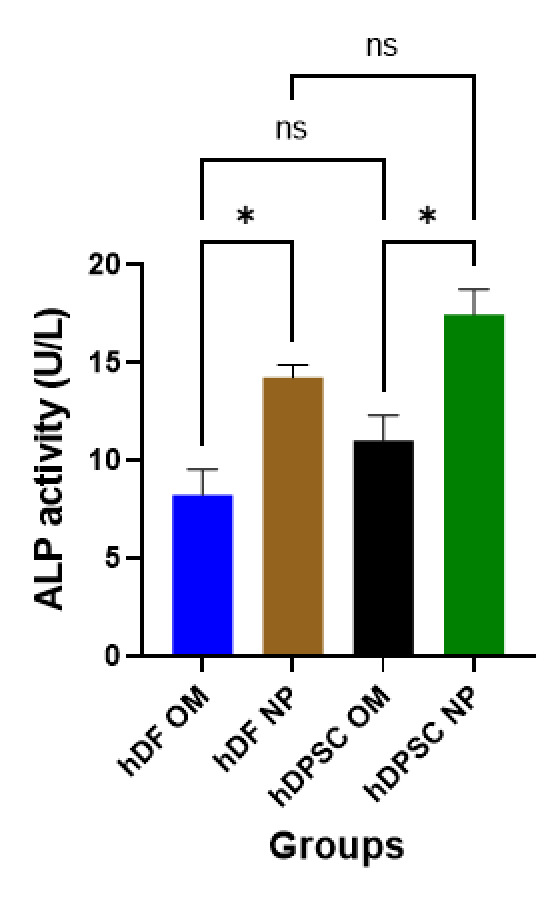 Osteogenic potential of human dental pulp stem cells, and human dermal fibroblasts exposed hydroxyapatite nanoparticles: A comparative in vitro study.