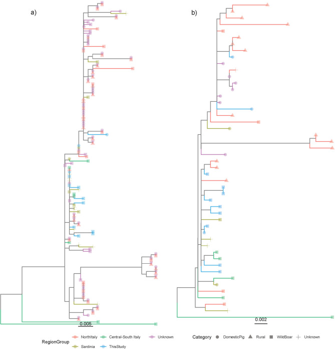 Molecular epidemiology and genetic characterization of PCV2 and PCV3 circulating in domestic pigs and wild boars in central-southern regions of Italy.