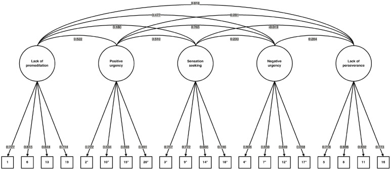 Evaluating the factor structure and measurement invariance of the 20-item short version of the UPPS-P Impulsive Behavior Scale across multiple countries, languages, and gender identities.