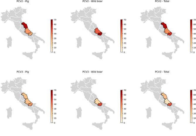 Molecular epidemiology and genetic characterization of PCV2 and PCV3 circulating in domestic pigs and wild boars in central-southern regions of Italy.