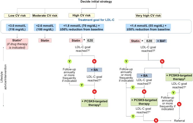 Expert opinion on the integration of combination therapy into the treatment algorithm for the management of dyslipidaemia: the integration of ezetimibe and bempedoic acid may enhance goal attainment.