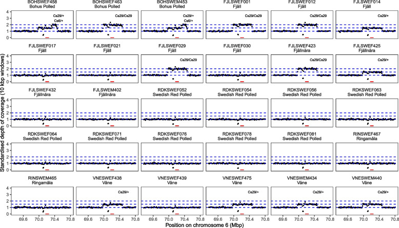 Translocations associated with colour-sidedness are common in northern Swedish cattle breeds.