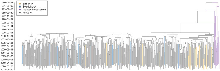 Phylodynamics analysis of HIV epidemic history in Belarus in 1987-2022.