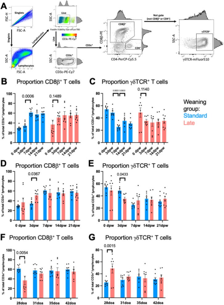 Weaning age impacts intestinal stabilization of jejunal intraepithelial T lymphocytes and mucosal microbiota in pigs.