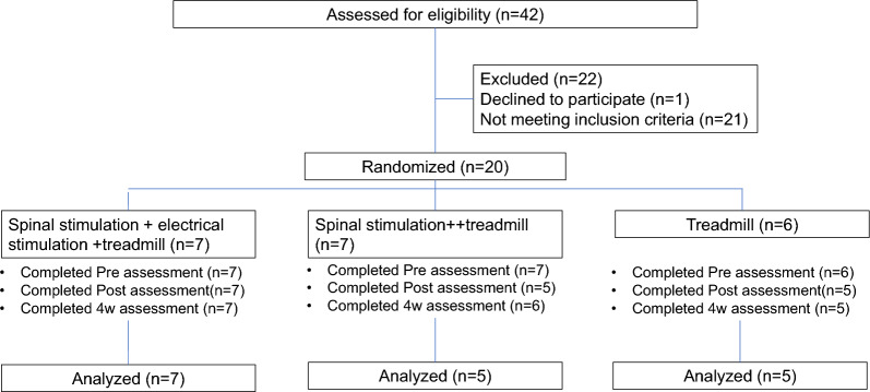 Electromyography (EMG)-triggered transcutaneous spinal cord and hip stimulation for gait rehabilitation in persons with chronic stroke: a randomized, controlled trial.