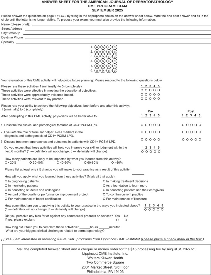 Primary Cutaneous CD4+ Small/Medium-Sized T-Cell Lymphoproliferative Disorder: A Retrospective Cohort Study of 40 Adult Patients.