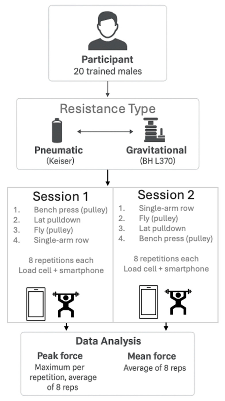 Force Profile Characteristics of Gravitational and Pneumatic Resistances in Pull and Push Exercises.