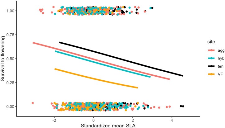 Predicting the contribution of single trait evolution to rescuing a plant population from demographic impacts of climate change.