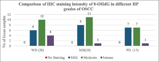 Evaluation of the immunohistochemical expression of oxidative DNA damage marker 8-OHdG in oral cancer.