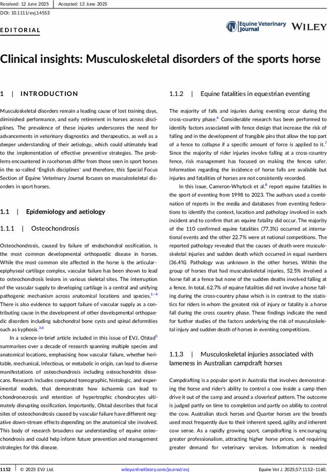 Clinical insights: Musculoskeletal disorders of the sports horse