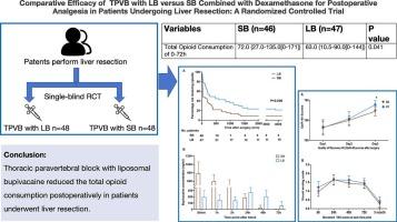 Efficacy of thoracic paravertebral block with liposomal bupivacaine for postoperative analgesia in patients undergoing liver resection: A randomized controlled trial