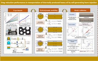 Drag reduction performance in transportation of thermally produced heavy oil by self-generating foam injection