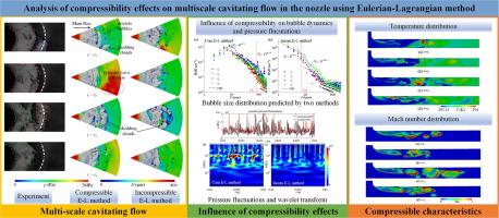 Analysis of compressibility effects on multiscale cavitating flow in the nozzle using Eulerian-Lagrangian method