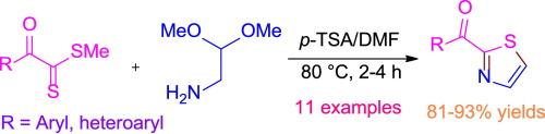 Cyclization of aminoacetaldehyde dimethyl acetal with α-oxodithioesters in acidic media: an easy way to access 2-acylthiazoles