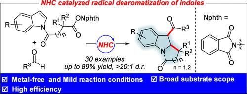 Access to Tetrahydropyrido[1,2-a]indol-6-one Derivatives via NHC-Catalyzed Radical Dearomatization of Indoles