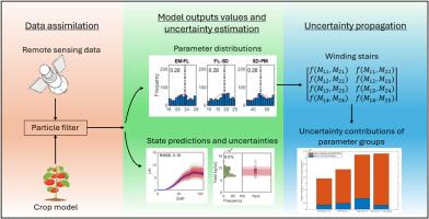 Uncertainty propagation analysis of remote sensing data in a coupled crop-radiative transfer model using particle filter and winding stairs
