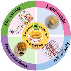 Zn2+ induced hierarchical all bio-based supramolecular folate/alginate dual network leading to ultra-light and fire-safety aerogels