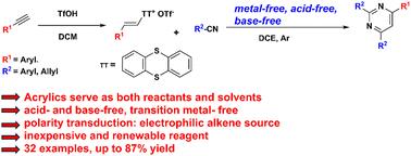 Acid-free and base-free [2+2+2] cyclization of vinyl thianthrenium salts and nitriles for the construction of pyrimidine derivatives