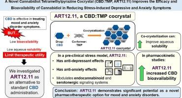 A novel cannabidiol:tetramethylpyrazine cocrystal (CBD:TMP, ART12.11) improves the efficacy and bioavailability of cannabidiol in reducing stress-induced depressive and anxiety symptoms