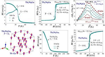 Magnetic ordering of Tb3Ni8Ga and Tb3Ni6Ga2