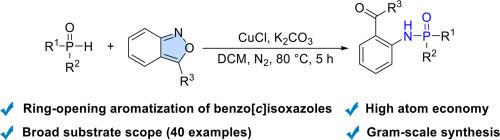 Copper-catalyzed benzo[c]isoxazoles diversification: P(O)−H bonds functionalization via ring-opening aromatization