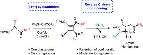 Amide hemiaminals from retro-Claisen ring opening of chiral 2-siloxy-1-cyclobutene-1-carboxamides