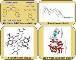 Chromene-based Ni(II), Cu(II) and Zn(II) Schiff base complexes: Synthesis, X-ray diffraction, spectroscopic analyses and evaluation of SARS-CoV-2 entry inhibition by molecular docking