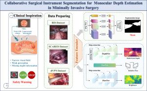 Collaborative surgical instrument segmentation for monocular depth estimation in minimally invasive surgery