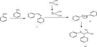 Zeolite omega-catalyzed synthesis of 2-(phenyl(phenylamino)methyl) malononitrile: spectroscopic analysis, DFT calculations and biological activity prediction