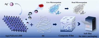 Enhancing safety and synergy: a supported Ag@NiZnAl-LDH antimicrobial polyethylene film for dairy product packaging