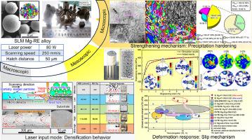 From macro-, through meso- to micro-scale: Densification behavior, deformation response and microstructural evolution of selective laser melted Mg-RE alloy