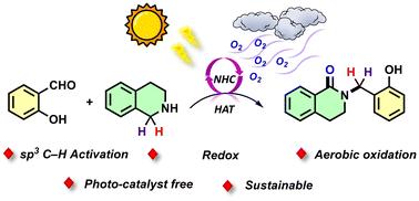 Cooperative N-heterocyclic carbene/photocatalysis: visible-light-promoted tandem α-sp3 C–H activation and reductive N-alkylation of tetrahydroisoquinoline