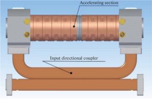 Using a Traveling Wave Cavity to Power a Diaphragm Waveguide-Based Accelerating Section