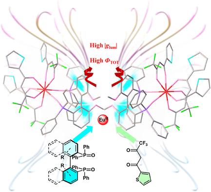 Photophysical and Chiroptical Properties of Europium(III) Enantiomers with Axially Chiral Ancillary Ligands