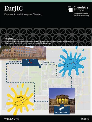Front Cover: Unveiling Solvent-Dependent Divergent Hydrogen Production Pathways during the Dehydrogenation of Formic Acid Using N,N′-Iminopyridine Ruthenium(II) Complexes (Eur. J. Inorg. Chem. 24/2025)