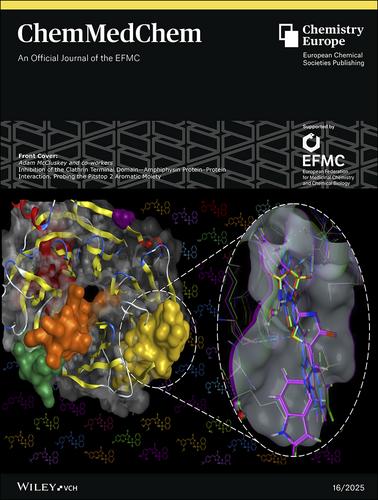 Front Cover: Inhibition of the Clathrin Terminal Domain—Amphiphysin Protein–Protein Interaction. Probing the Pitstop 2 Aromatic Moiety (ChemMedChem 16/2025)