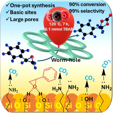 A Tunable, Amine-Functionalized Porous Silica Catalyst for CO2 Transformation into Cyclic Organic Carbonates at Atmospheric Pressure