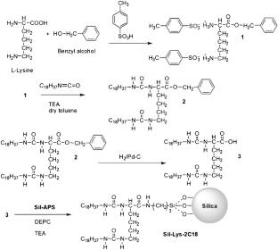 Development of an L-lysine-derived stationary phase for both RP and HILIC separations of complex samples—proof-of-concept in both dimensions of LCxLC