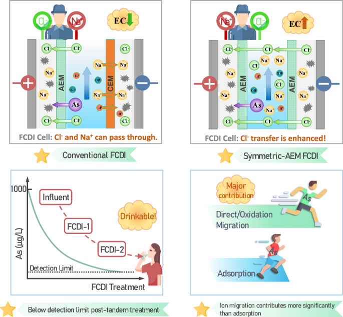 Symmetric anion exchange membranes enhance arsenic removal and overcome conductivity limitations in FCDI systems