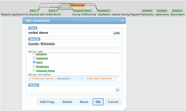 Machine learning in psychiatric health records: A gold standard approach to trauma annotation.