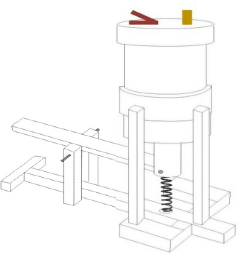 Low-cost single foot operated mechanical suction machine for rural health centers and hospitals.
