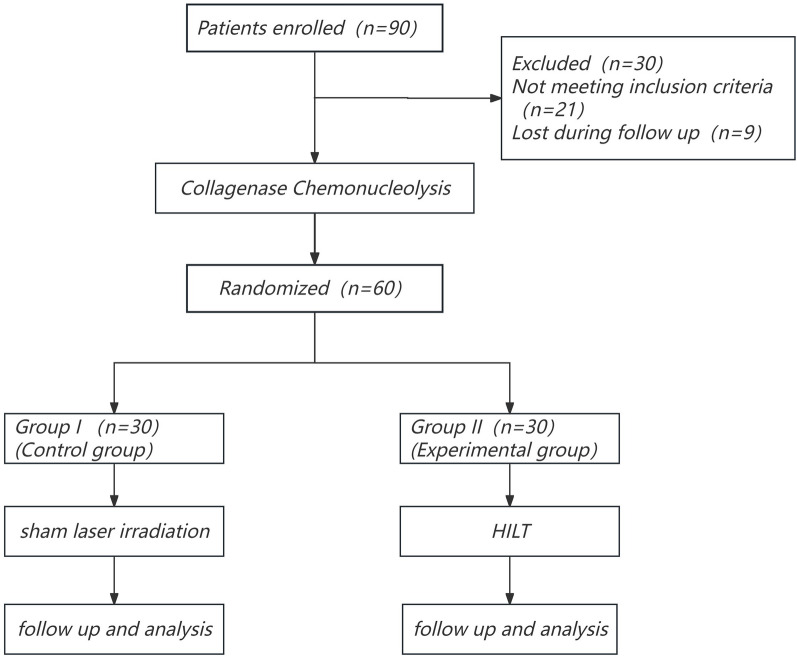 Efficacy of Combined High-Intensity Laser Therapy and Collagenase Chemonucleolysis in Lumbar Disc Herniation Management: a Prospective Randomized Controlled Trial.