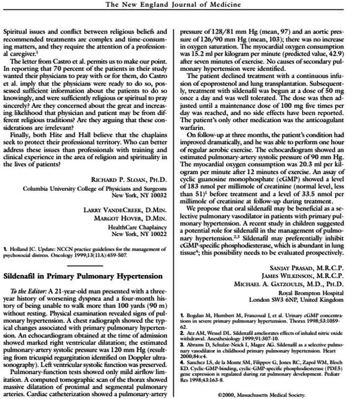 The Emergence of Oral Sildenafil for Pulmonary Hypertension Management.
